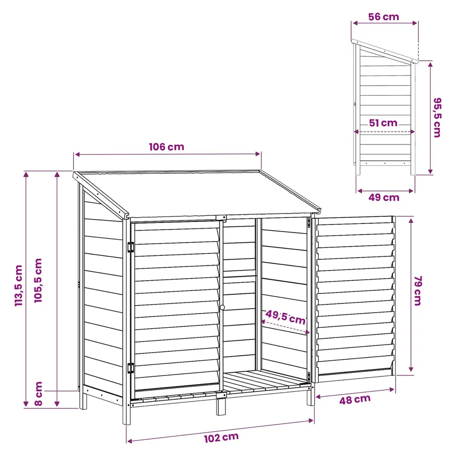 Abri de jardin Marron 106 x 56 x 113,5 cm Bois de Sapin Massif - 11