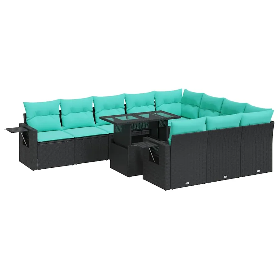 Ensemble de canapés de jardin 11 pcs et coussins rotin acacia - 2