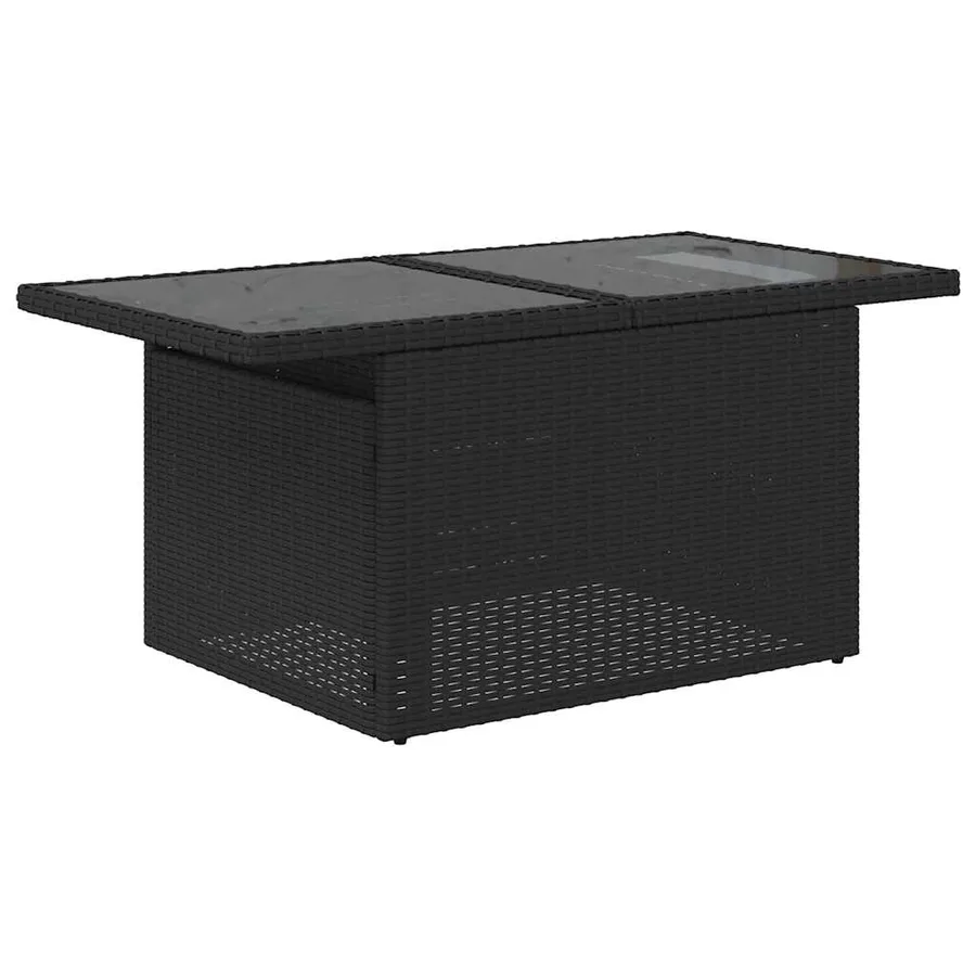 Salon de jardin avec coussins 9 pcs noir résine tressée acacia - 7