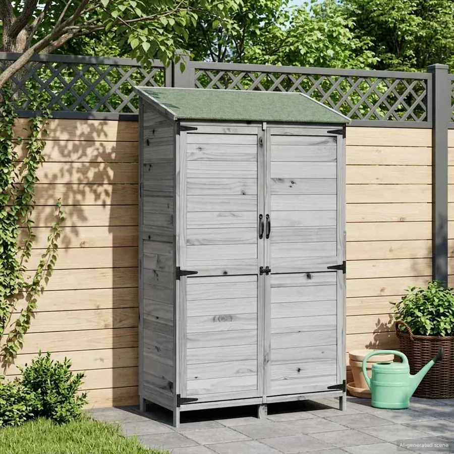 Abri de jardin Gris 106,5 x 56 x 176 cm Bois de Sapin Massif