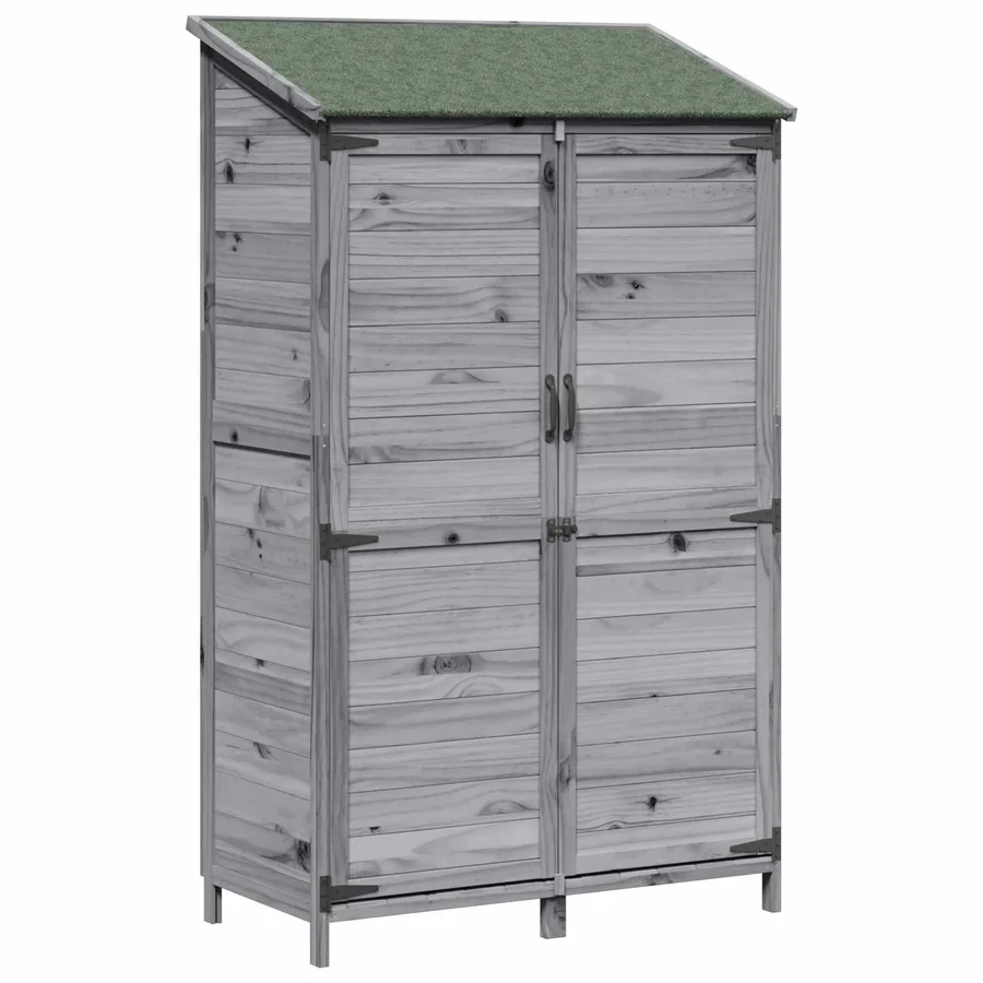 Abri de jardin Gris 106,5 x 56 x 176 cm Bois de Sapin Massif - 2