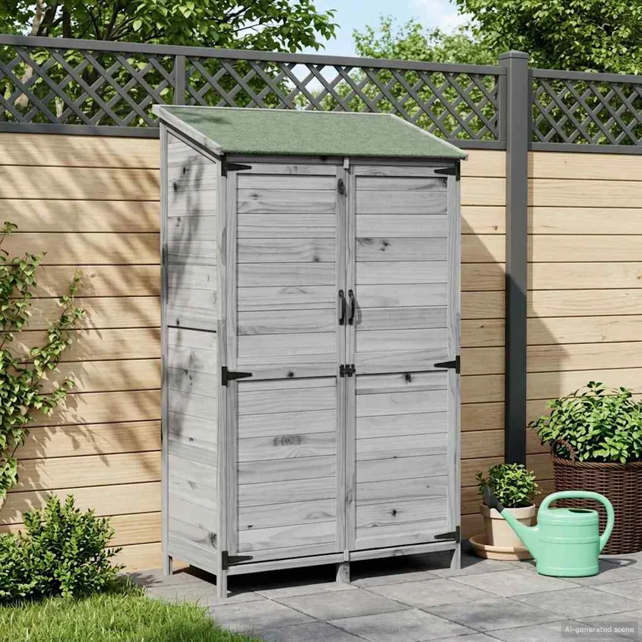 Abri de jardin Gris 106,5 x 56 x 176 cm Bois de Sapin Massif - 3