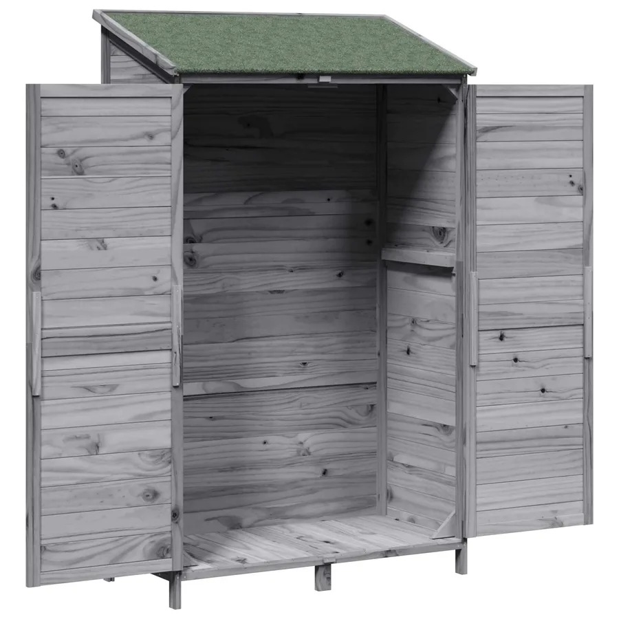 Abri de jardin Gris 106,5 x 56 x 176 cm Bois de Sapin Massif - 4