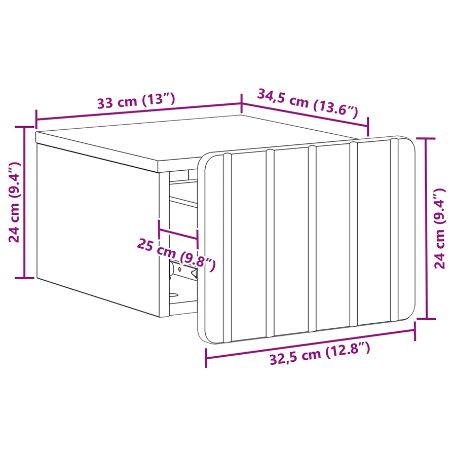 Cabinet de chevet mural 2 pcs Sonoma gris 33 x 34,5 x 24 cm - 11