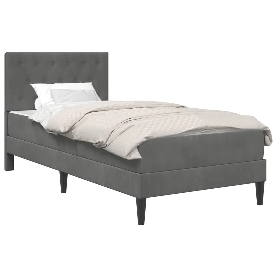Cadre de lit avec matelas Gris foncé 80 x 200 cm Velours - 2