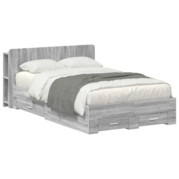 Cadre de lit avec rangement Sonoma gris 120 x 190 cm