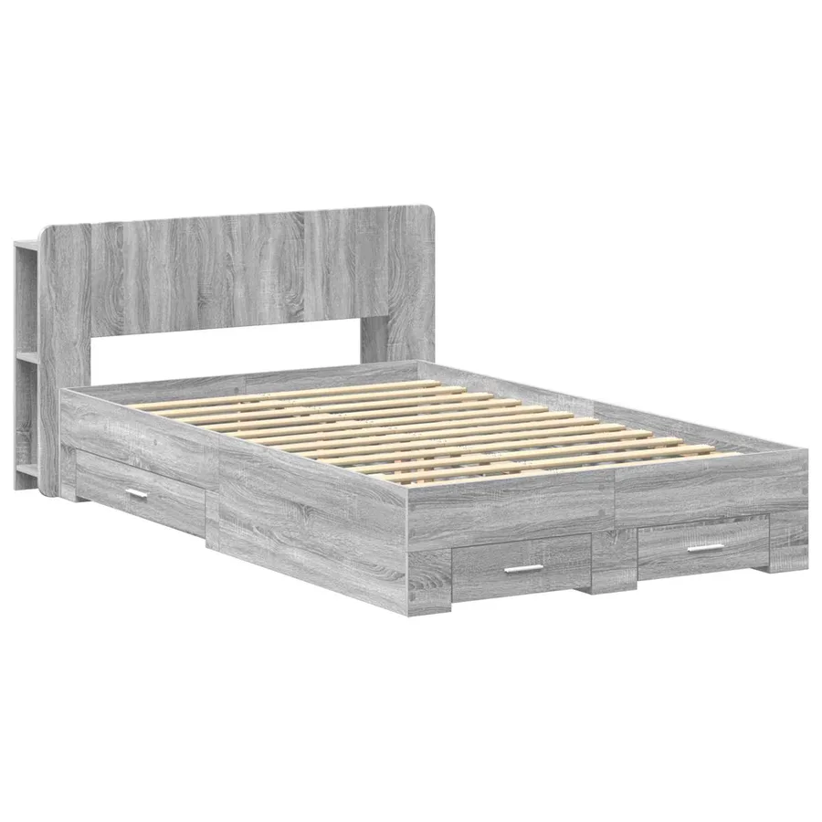 Cadre de lit avec rangement Sonoma gris 120 x 190 cm - 2