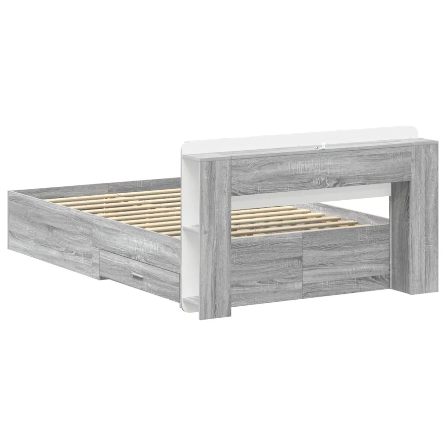 Cadre de lit avec rangement Sonoma gris 120 x 190 cm - 5