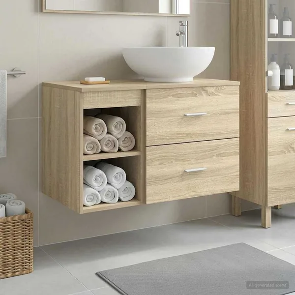 Ensemble de mobilier de salle de bain 2 pcs Chêne Sonoma