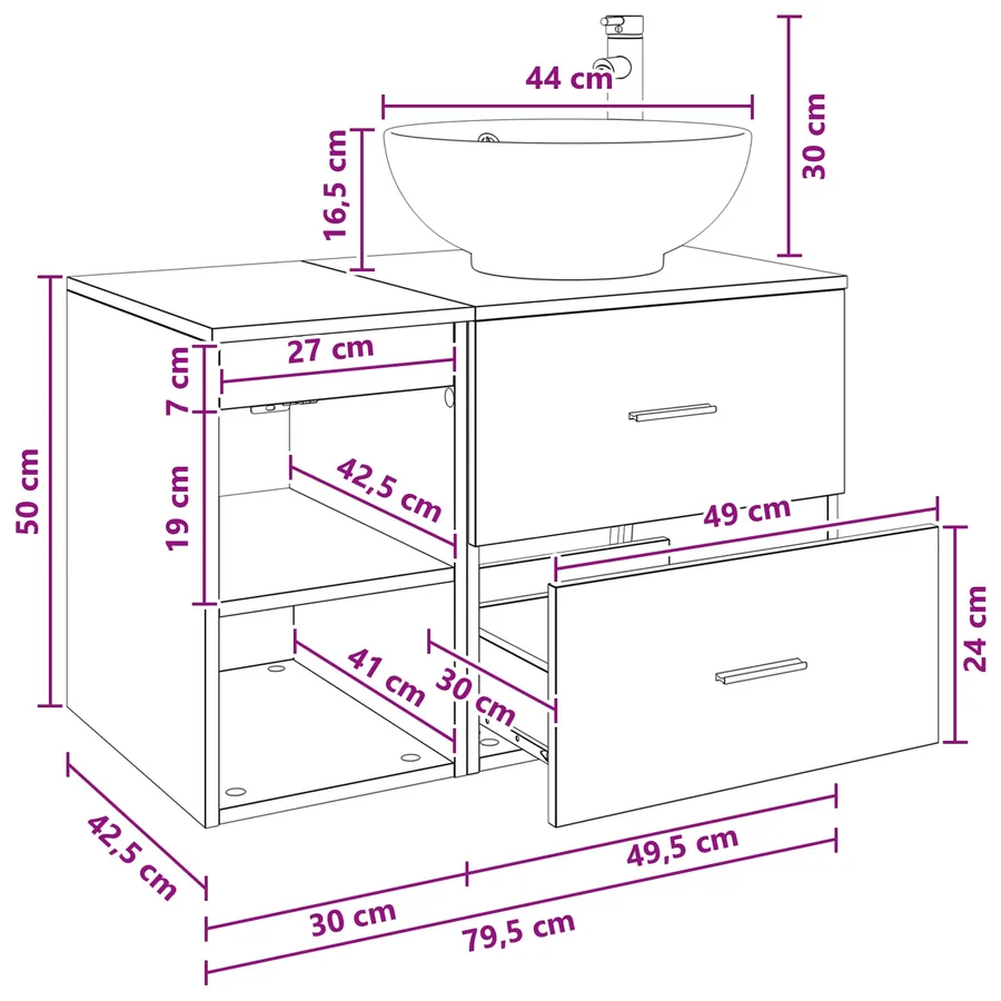 Ensemble de mobilier de salle de bain 2 pcs Chêne Sonoma - 11