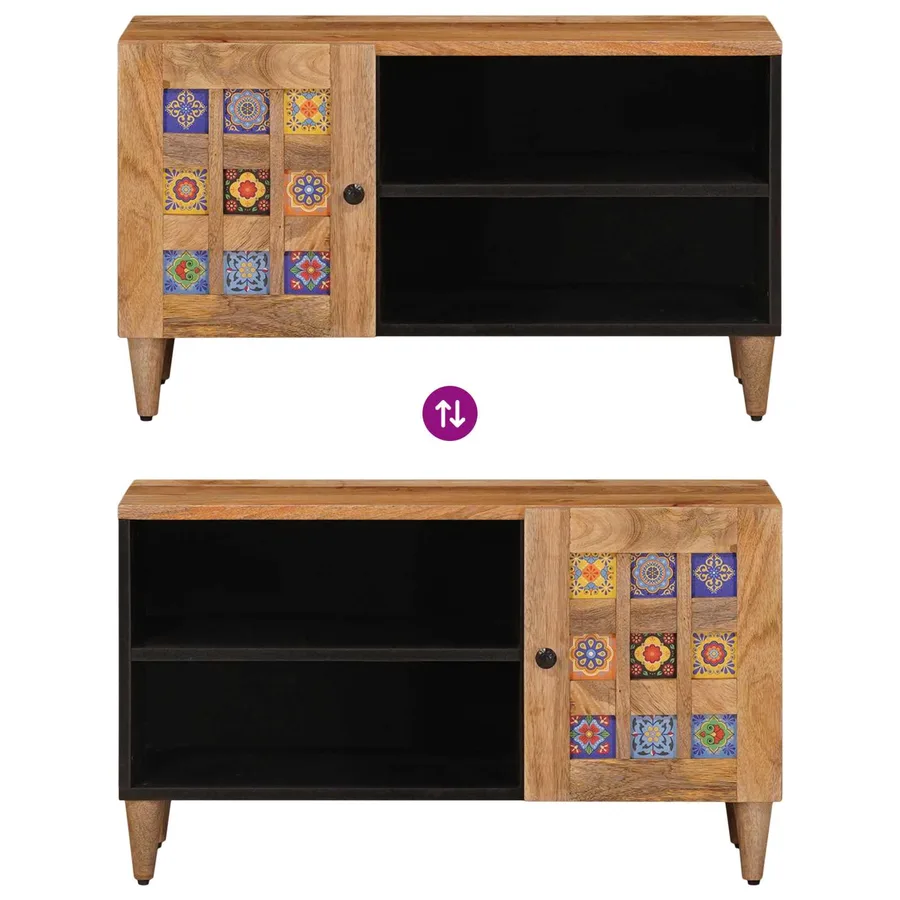 Meuble TV Naturel 80 x 33 x 46 cm Bois de mangue massif - 10