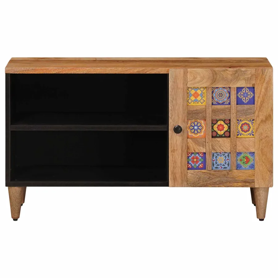 Meuble TV Naturel 80 x 33 x 46 cm Bois de mangue massif - 3