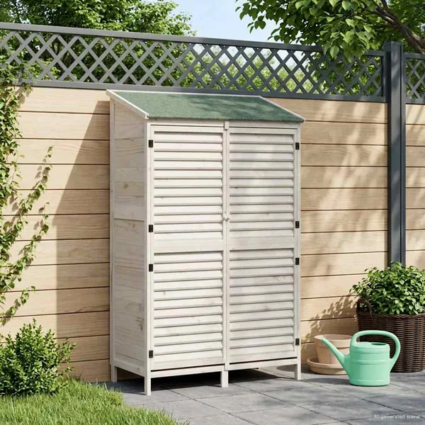 Abri de jardin Blanc 106 x 56 x 176,5 cm Bois de Sapin Massif