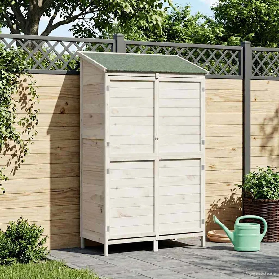 Abri de jardin Blanc 106 x 56 x 176,5 cm Bois de Sapin Massif - 3