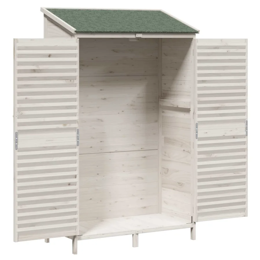Abri de jardin Blanc 106 x 56 x 176,5 cm Bois de Sapin Massif - 4