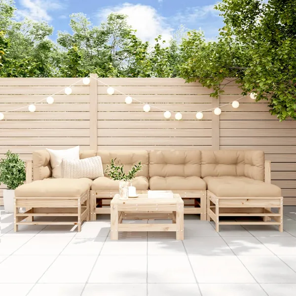 Salon de jardin 7 pcs Bois de pin massif