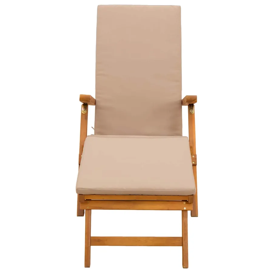 Chaise longue inclinable et pliable Bois d'Acacia Massif - 5