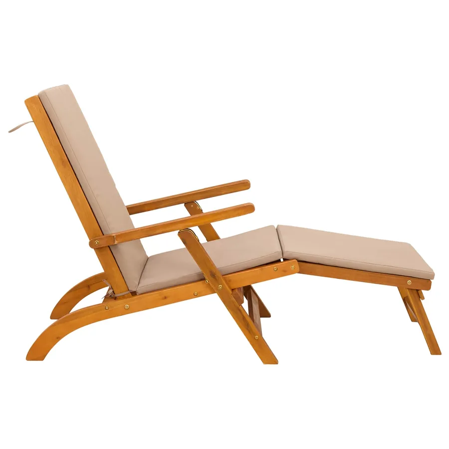 Chaise longue inclinable et pliable Bois d'Acacia Massif - 6