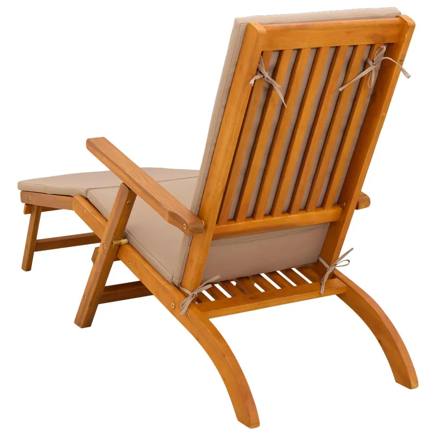 Chaise longue inclinable et pliable Bois d'Acacia Massif - 7