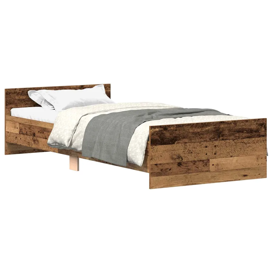 Cadre de lit avec tête de lit Bois ancien Bois d'ingénierie - 3