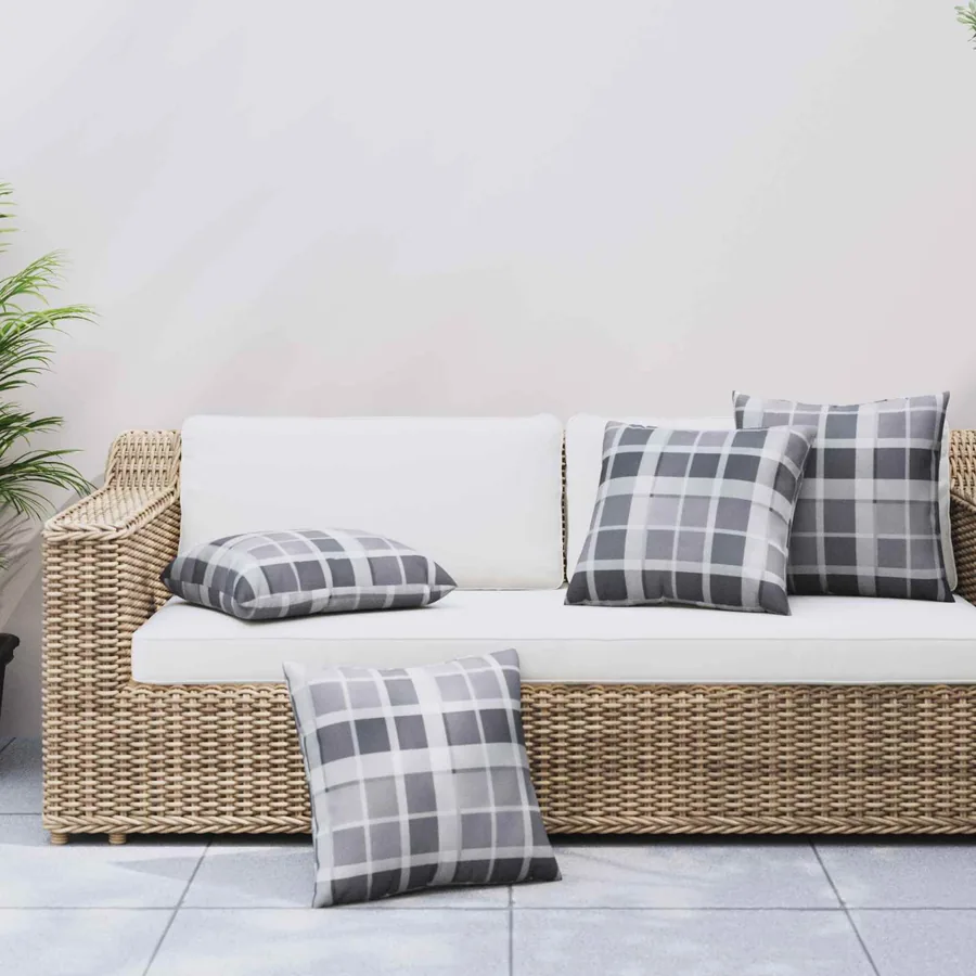 Coussin d'extérieur 4 pcs Carreaux Grisel 60 x 60 cm Tissu
