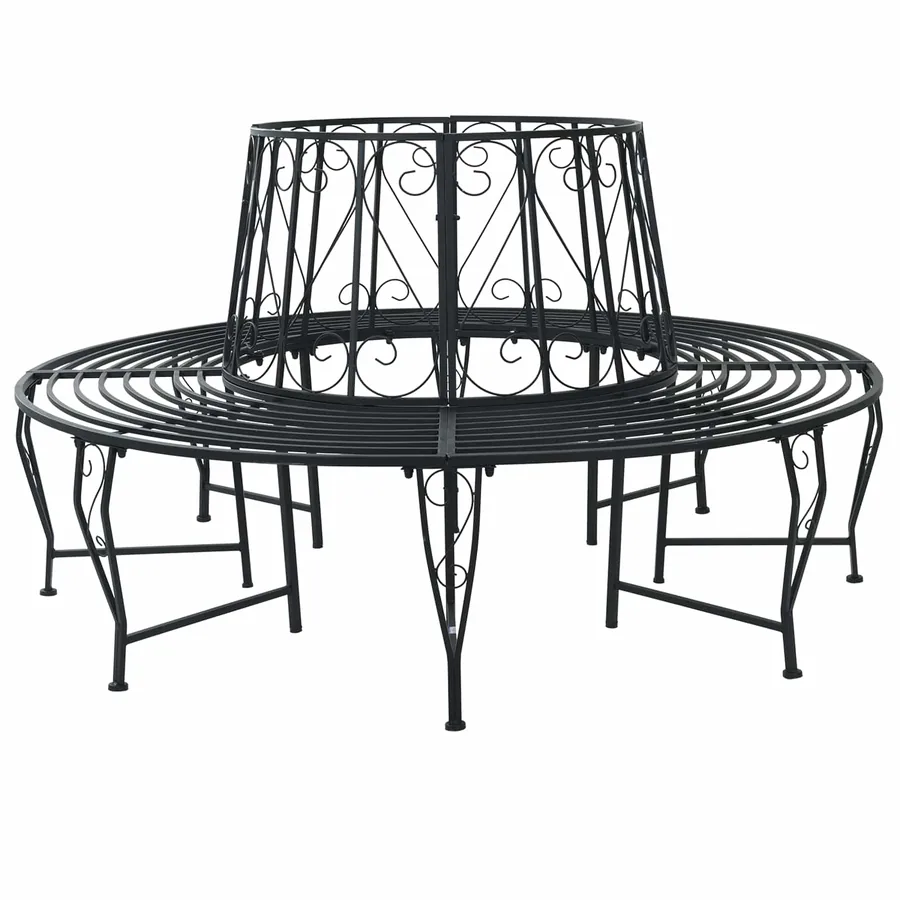 Banc d'Arbre Ø 160 x 89 cm Acier Noir Rond