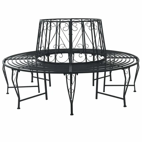 Banc d'Arbre Ø 160 x 89 cm Acier Noir Rond