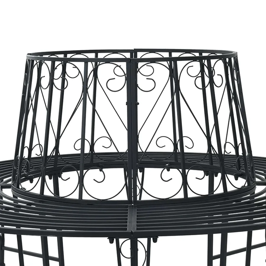 Banc d'Arbre Ø 160 x 89 cm Acier Noir Rond - 5