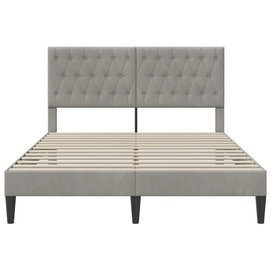 Cadre de lit avec tête de lit Gris clair 120 x 190 cm Velours - 4