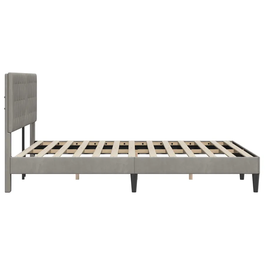 Cadre de lit avec tête de lit Gris clair 120 x 190 cm Velours - 5