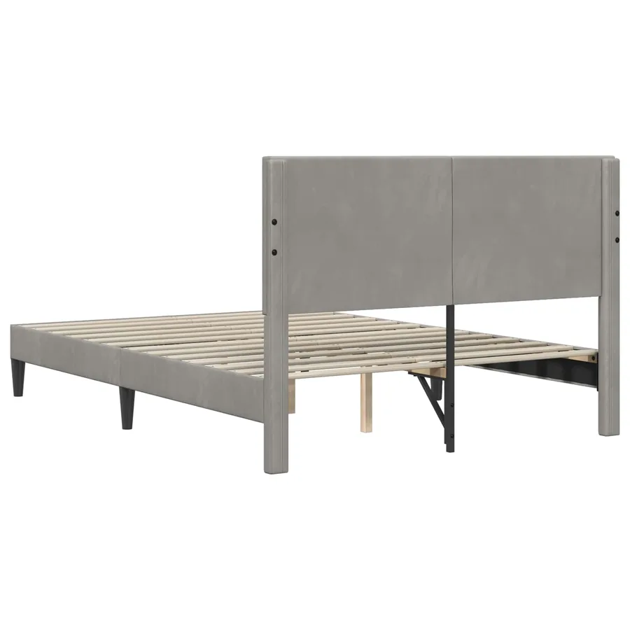 Cadre de lit avec tête de lit Gris clair 120 x 190 cm Velours - 6