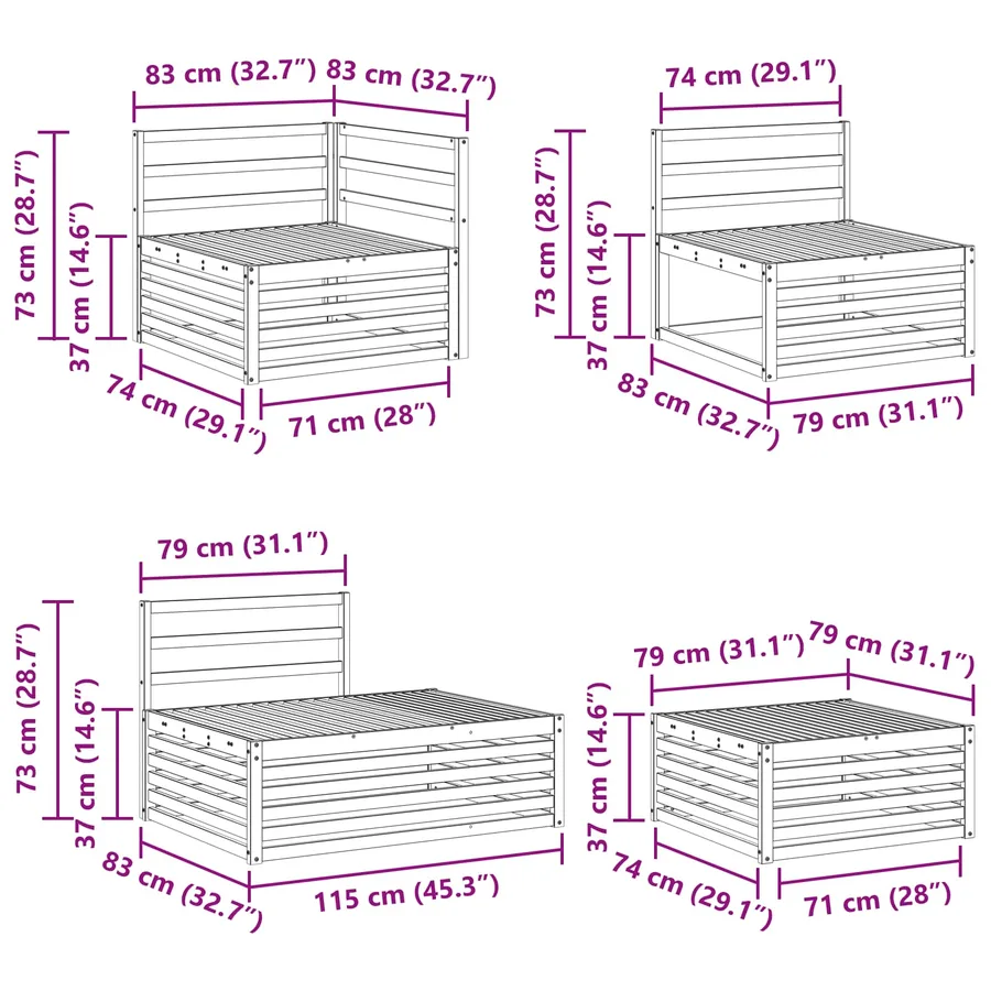 Ensemble de canapés d'extérieur 7 Pièce Naturel - 13
