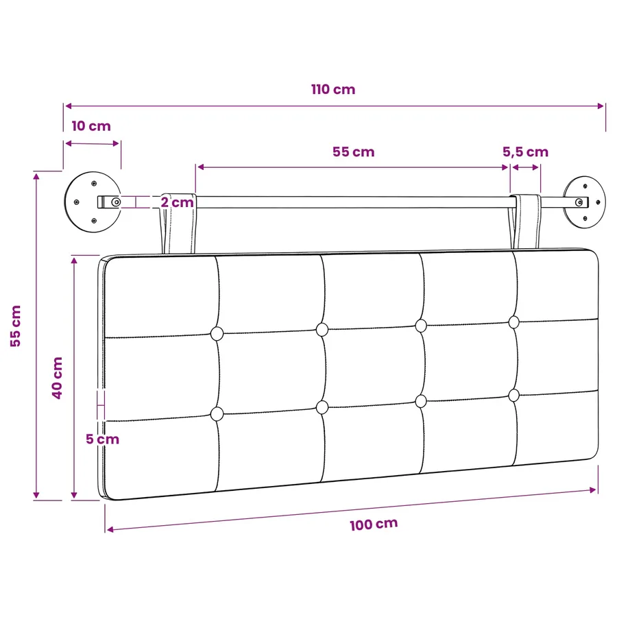 Tête de lit suspendue tissu - 11