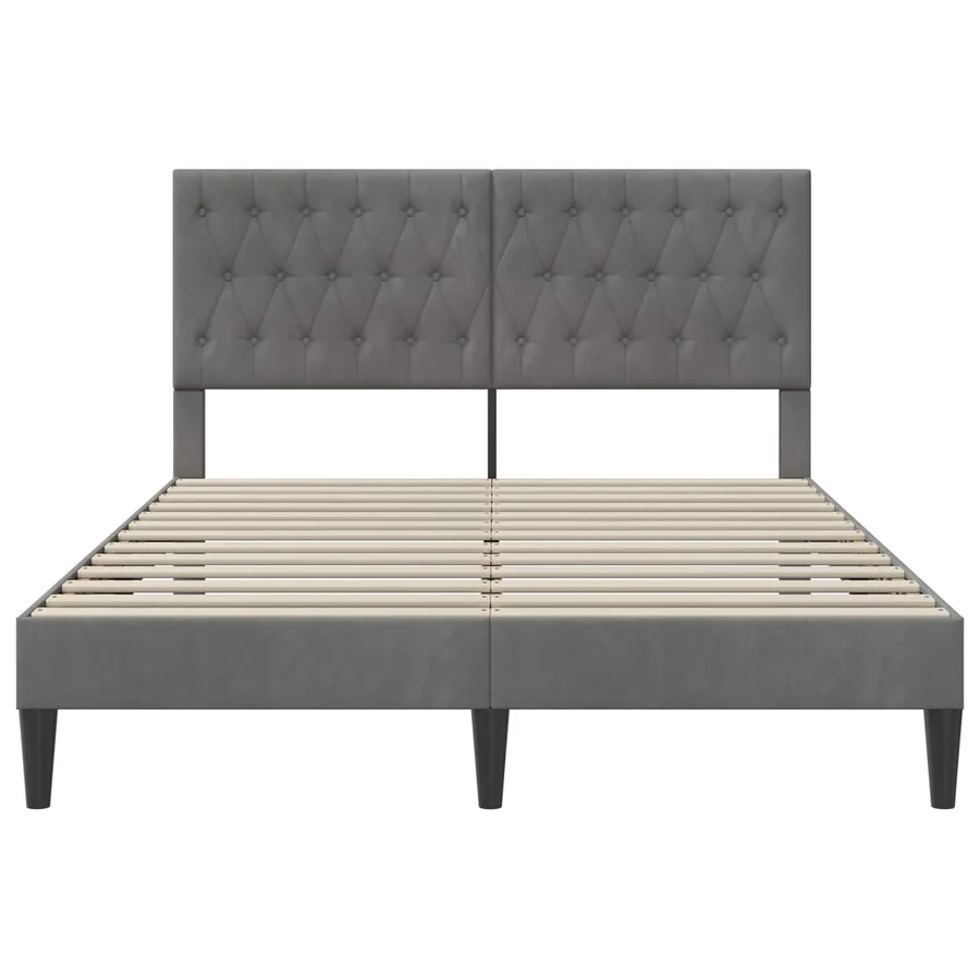 Cadre de lit avec tête de lit Gris foncé 140 x 200 cm Velours - 4