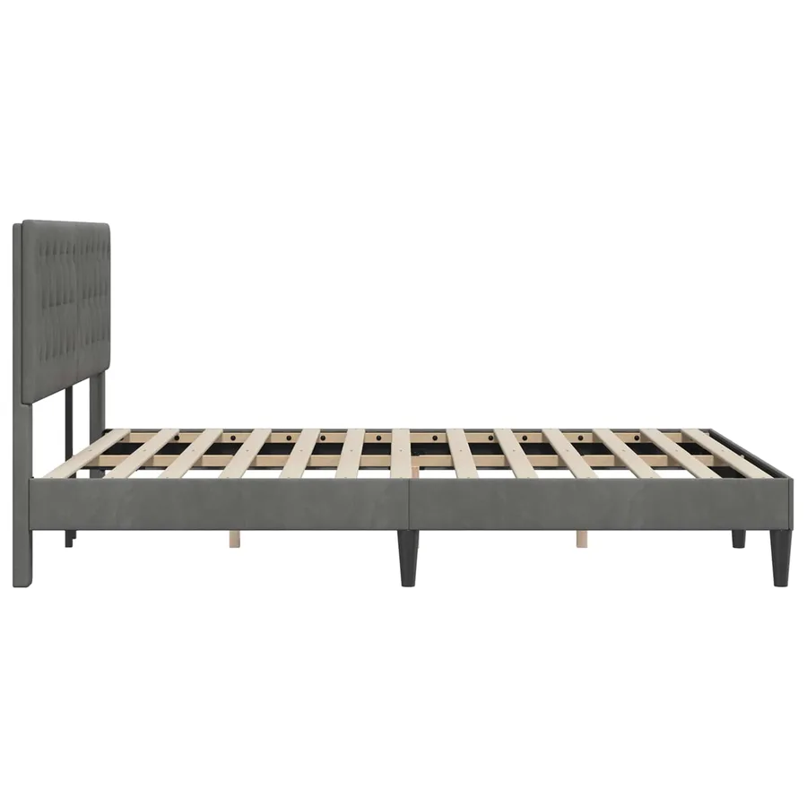 Cadre de lit avec tête de lit Gris foncé 140 x 200 cm Velours - 5