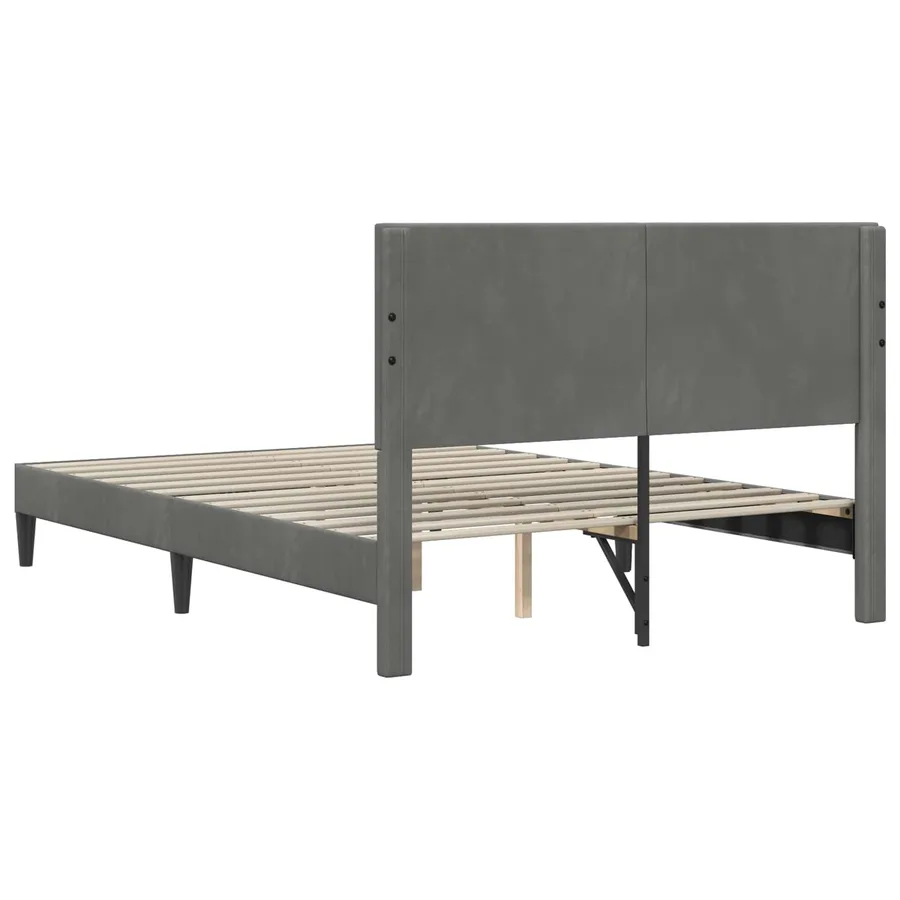 Cadre de lit avec tête de lit Gris foncé 140 x 200 cm Velours - 6