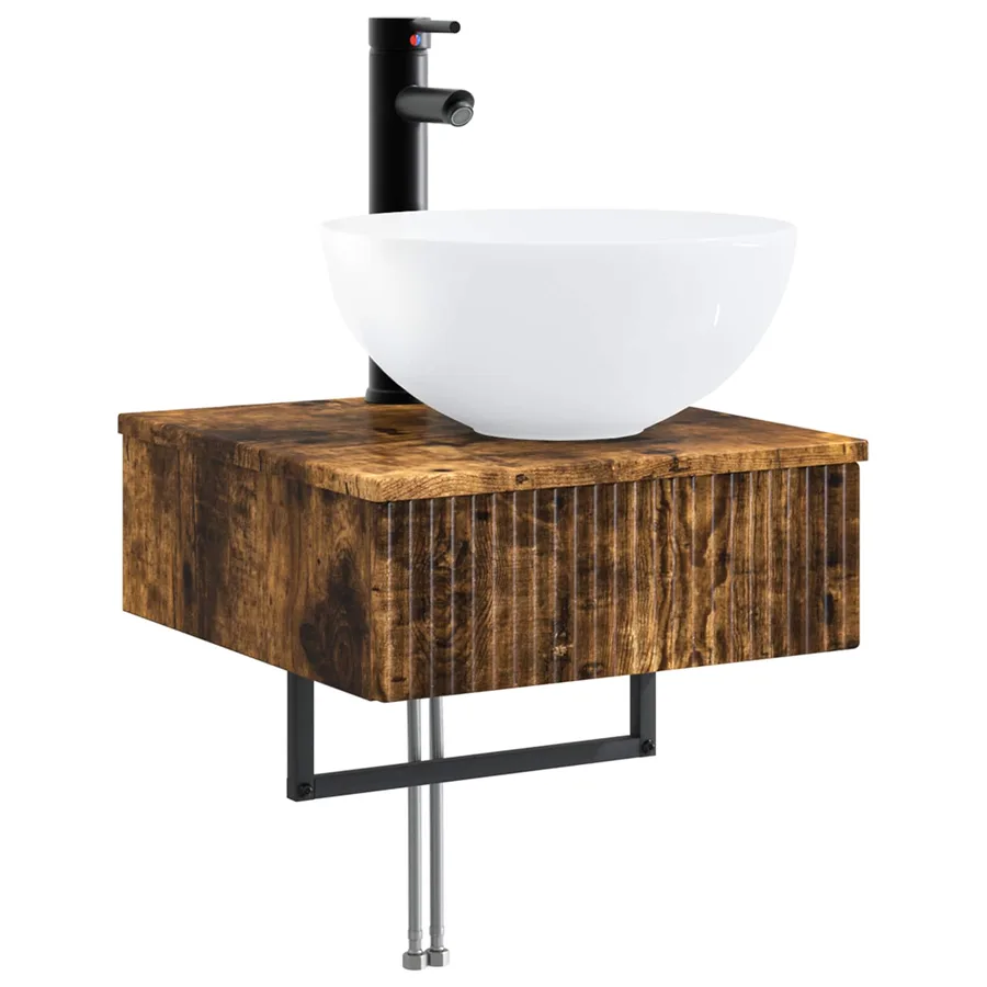 Basin de lavage mural Chêne fumé 40 x 41 x 40,5 cm - 2