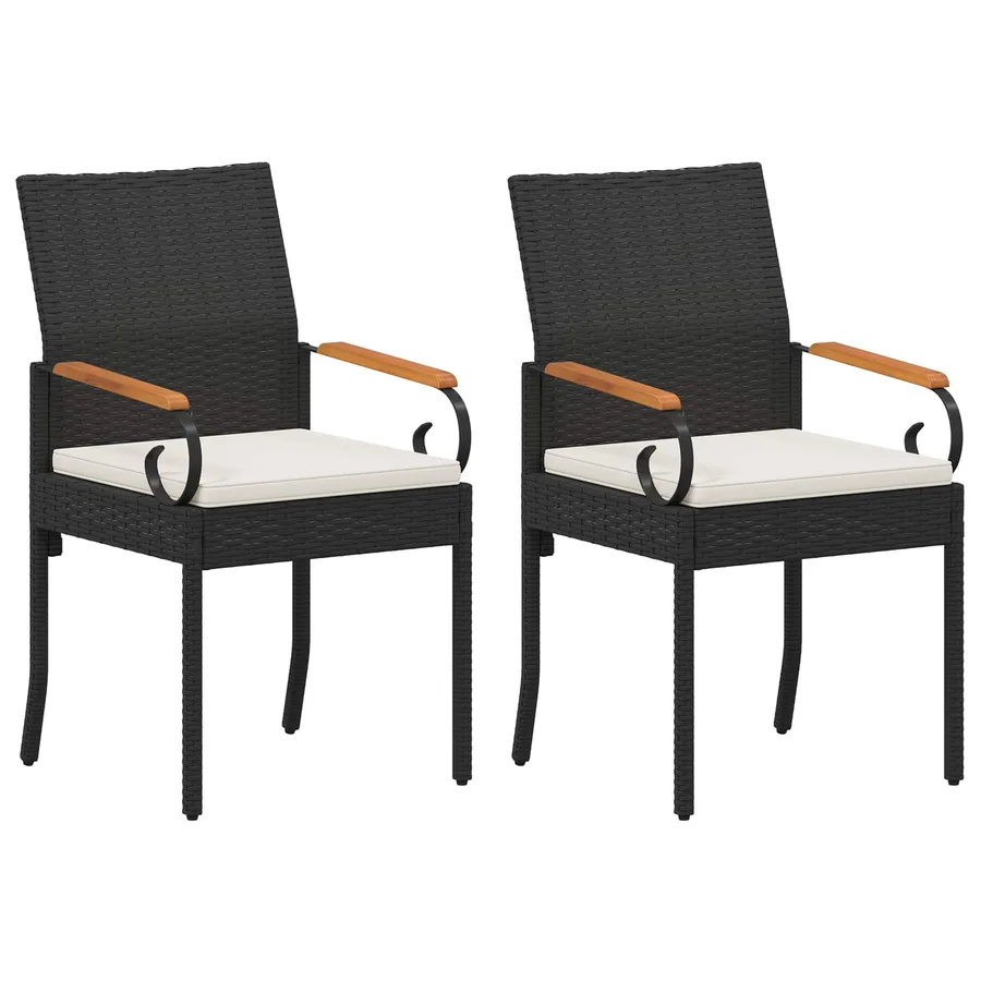 Chaises de jardin 2 pcs Noir et turquoise Poly Rattan et Acacia - 18