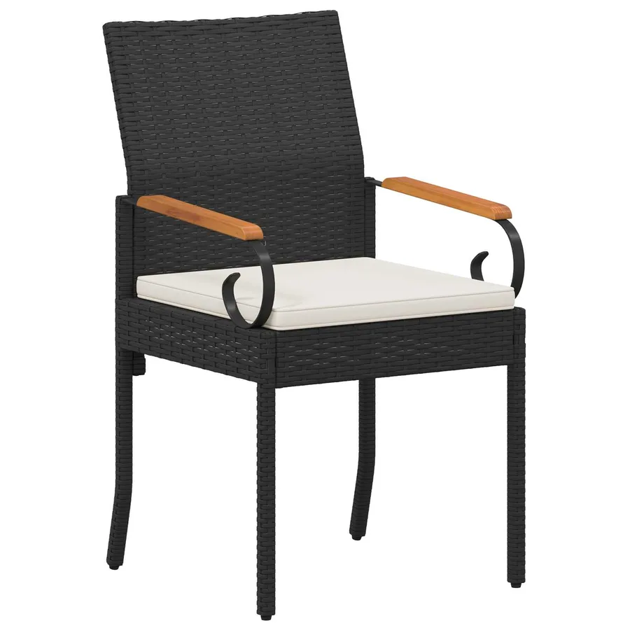 Chaises de jardin 2 pcs Noir et turquoise Poly Rattan et Acacia - 20