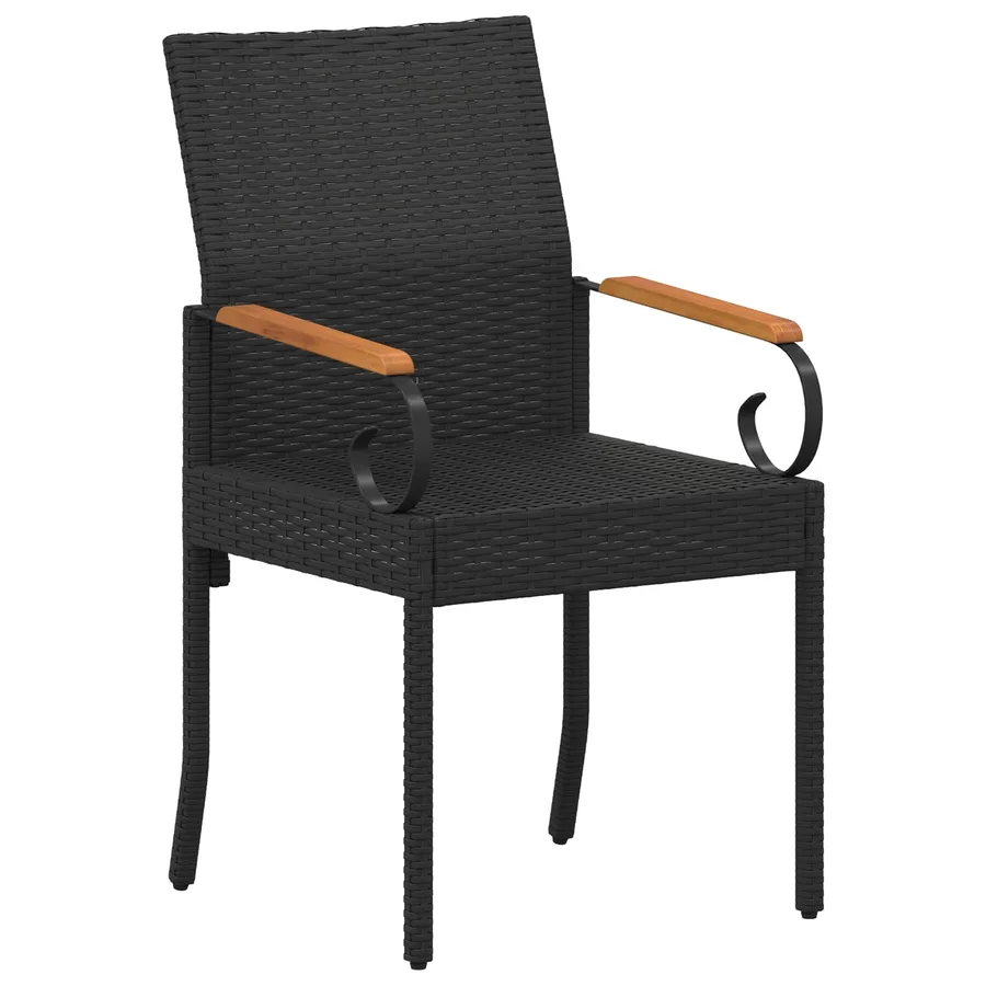 Chaises de jardin 2 pcs Noir et turquoise Poly Rattan et Acacia - 21
