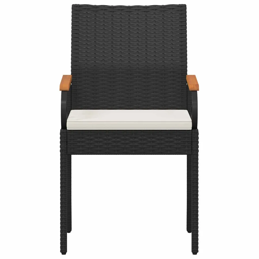 Chaises de jardin 2 pcs Noir et turquoise Poly Rattan et Acacia - 22
