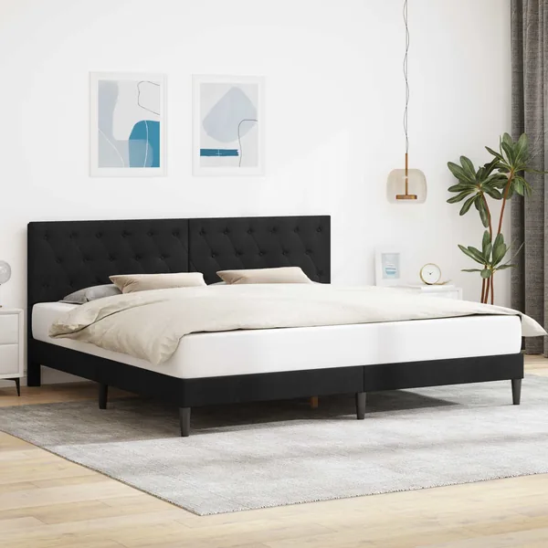 Cadre de lit avec tête de lit Noir 200 x 200 cm Velours