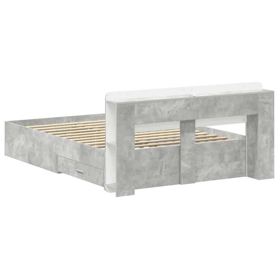 Cadre de lit avec rangement Gris béton 150 x 200 cm - 5