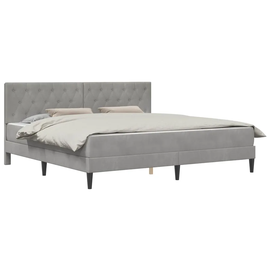 Cadre de lit avec matelas Gris clair 180 x 200 cm Velours - 2