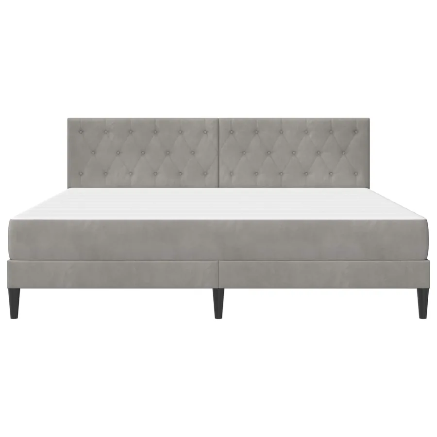 Cadre de lit avec matelas Gris clair 180 x 200 cm Velours - 6