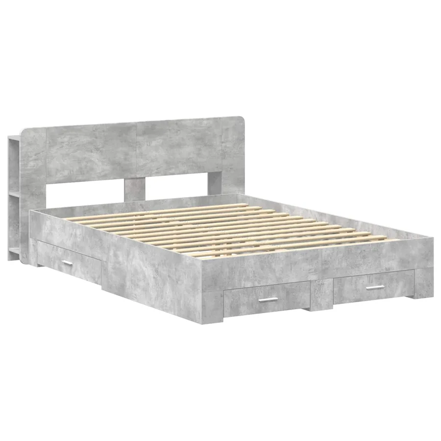Cadre de lit avec rangement Gris béton 160 x 200 cm - 2