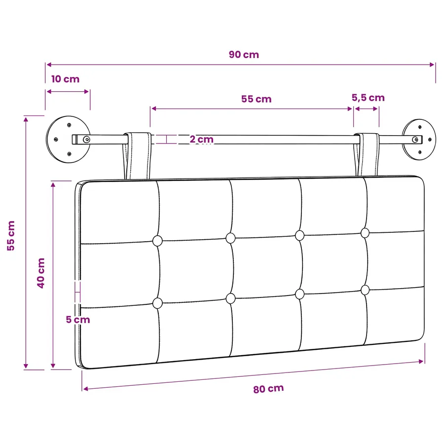 Tête de lit suspendue Tissu - 11