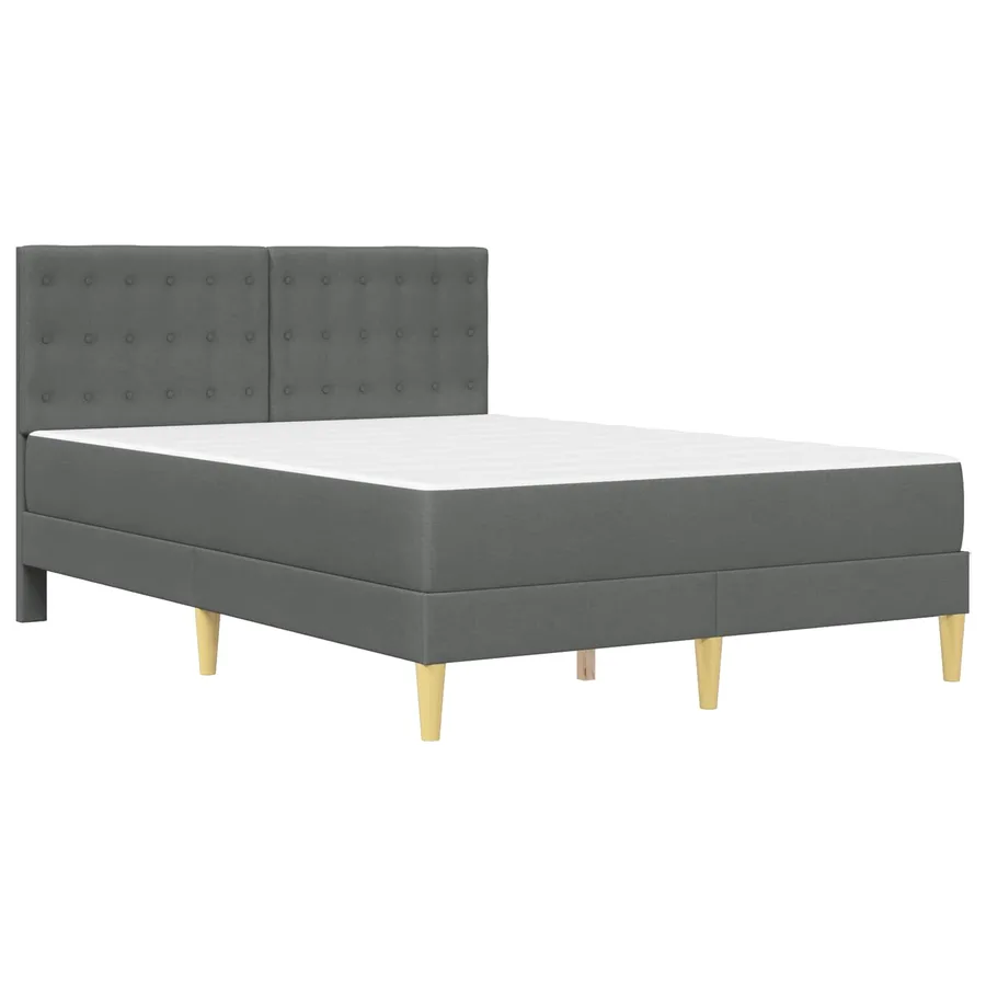 Cadre de lit avec matelas Gris foncé 140 x 190 cm Tissu - 3