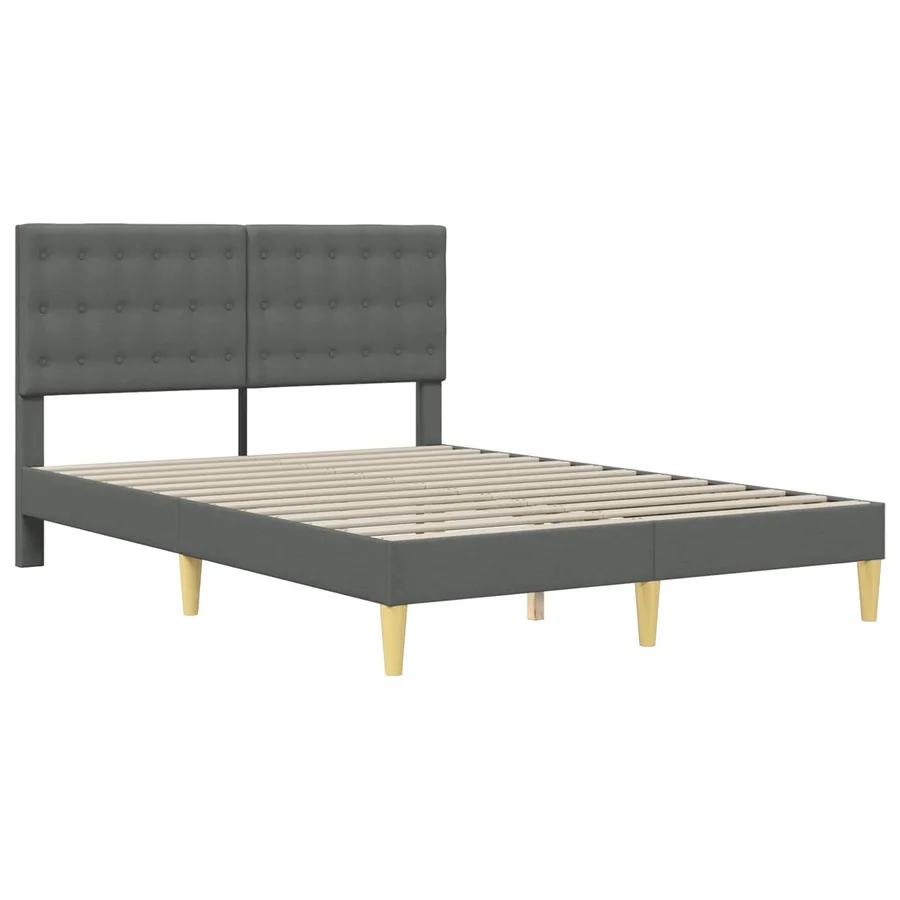 Cadre de lit avec matelas Gris foncé 140 x 190 cm Tissu - 4