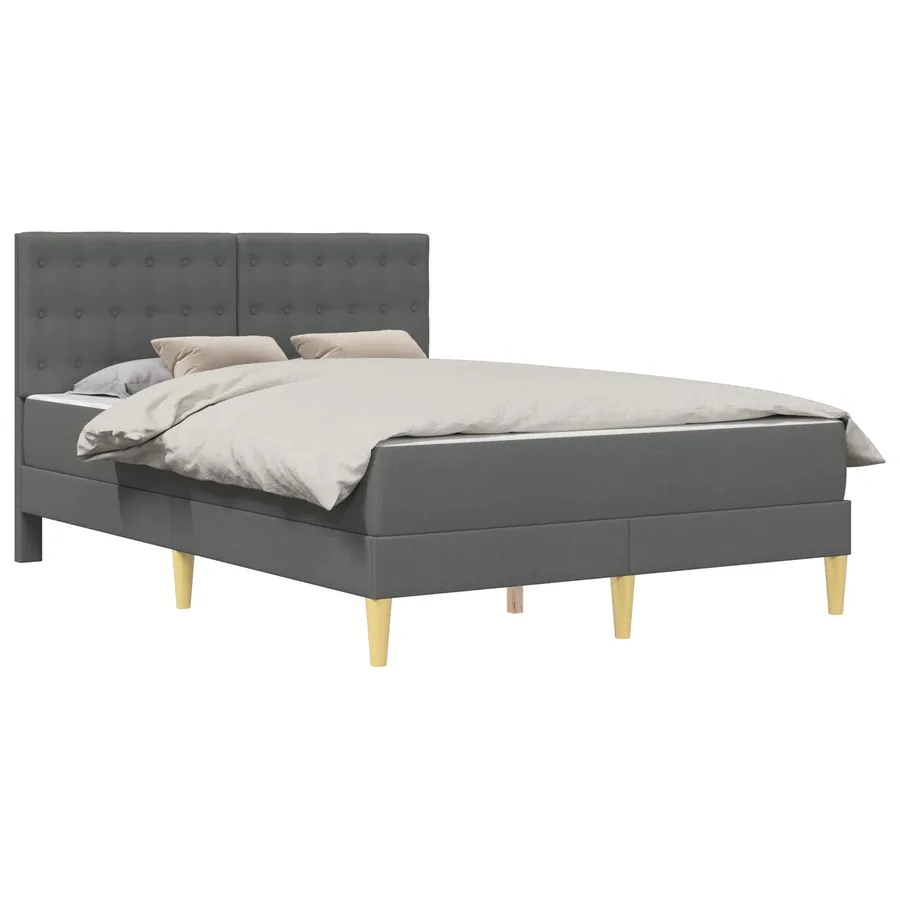 Cadre de lit avec matelas Gris foncé 140 x 200 cm Tissu - 2
